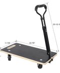 Beefy 440 Pound Heavy Duty Phenolic Resin Faced Plywood Moving Dolly With Telescopic Handle And 3 Inch PP Wheels For Heavy Appliances, Furniture, Pianos, And Large Loads, Durable, Stable, Easy Glide. 22-7/8 x 11-7/8 in
