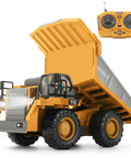 Remote Control Dump Truck For Kids Nine Channel RC Construction Vehicle with Metal Dump Bed Lights and Realistic Sound