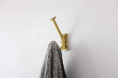 Skylight Collection Brushed Golden Brass Wall Coat Hook For Hanging Coats Hats Towels Robes And More, Approximately Four And Seven Eighths Inch Long