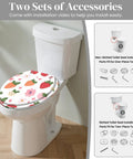 Generic Round Resin Toilet Seat for Bathroom installed on toilet with floral design and installation accessories shown.