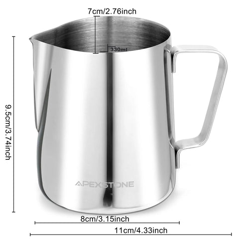 12 Oz Espresso Steaming Pitcher Pro Grade Stainless Steel Milk Frothing Cup For Home Barista Use, 350 Ml, Rust Resistant 304 Stainless