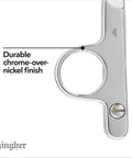 Close-up of chrome plated nickel finish on 4.5 Inch Knife Edge Thread Nippers With Spring Action, Stainless Steel Fabric Scissors for cutting.