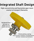 Rock Solid Hardened Steel Extruder Gear Assembly Replacement Drive Gear For 3D Printers with integrated yellow shaft design