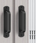5.7 Inch Aluminum Sliding Barn Door Handle Set For Cabinets And Closets Sturdy Build Cabinet Pull Black 2 Pack