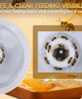 Round Bee Top Feeder For Langstroth Hives Four Pack Food Grade PP Beehive Top Feeder with bees feeding under acrylic cover