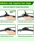 Installation steps for Premium All Season Windshield Wiper Blades 22x22 Inches Direct Hook Beam, showing wiper card cover.
