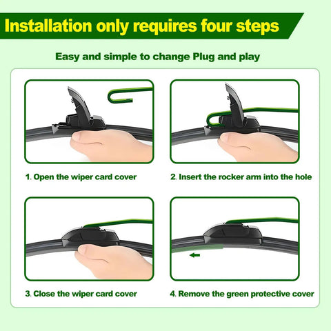 Installation steps for Premium All Season Windshield Wiper Blades 22x22 Inches Direct Hook Beam, showing wiper card cover.