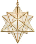 Moravian Star Light Fixture Modern Brass Seeded Glass Pendant Light for Boho Moroccan Style Rooms 15 Inch Shade Diameter