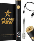 510 Threaded Battery Pen Soldering Kit With LED Display showing 4.2V, included USB-C cable, black and gold design.