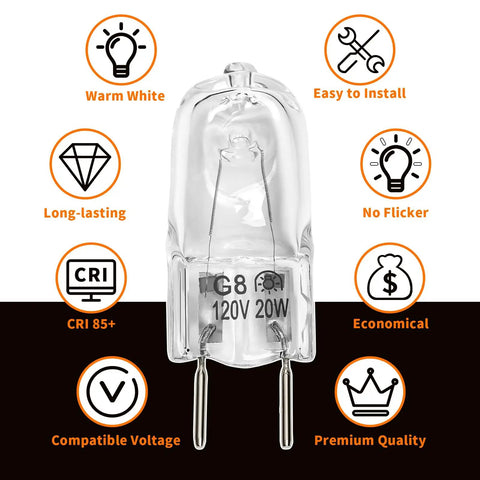 Over The Range Microwave Light Bulbs 20W G8 BiPin Base Easy Install Dimmable Replacement For GE Samsung Kenmore Maytag Elite Ovens