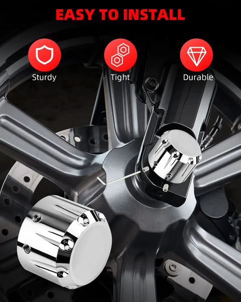 Chrome Front Axle Nut Covers for Harley Davidson Touring Dyna Sportster Softail Electra Glide Road Glide Models 2002 To 2024