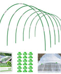 All In One Garden Netting Kit With 36 Fiberglass Hoops And 30 Connectors shown with netting setup and accessories