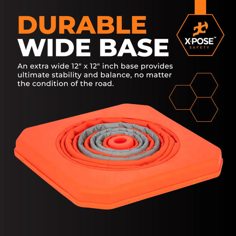 Collapsible 28 Inch Orange Traffic Cone Set For Parking Lot Roadside Emergency Construction Work Zones And Vehicle Safety Reflective Cone Pack Of 3 with durable wide base