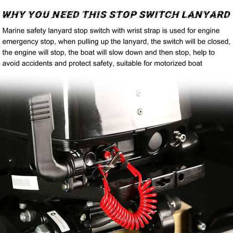 Boat Kill Switch Lanyard With Emergency Stop Cord For Outboard Engines Replacement Watercraft Safety Lanyard in use