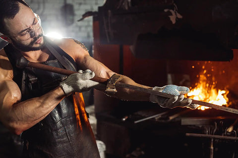 Blacksmith forging with Eight Pack 1095 High Carbon Steel Blanks 12 Inch By 1.5 Inch By 0.12 Inch For Knife Making Pro Grade Blanks