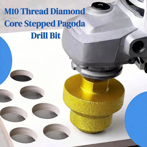 Diamond Step Drill Bit Set With M10 Thread, 20mm 35mm 50mm Three Stage Hole Opener For Tile Concrete Marble Granite Stone, Fits Angle Grinder