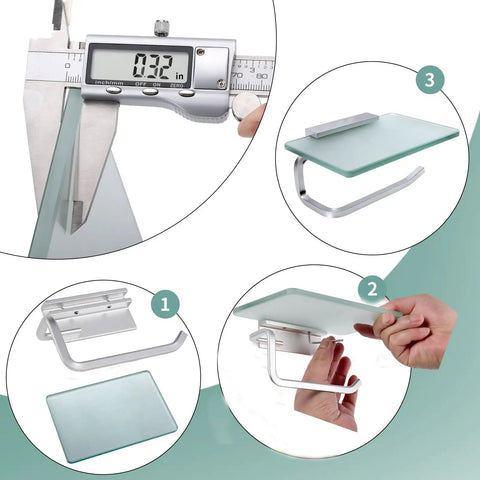 Anti Rust Toilet Paper Holder With Shelf And Phone Storage Rack, Wall Mounted Tissue Dispenser In Frosted Silvery Steel Finish