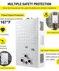 Propane Tankless Water Heater 4.74 GPM 18L Outdoor Portable Gas Hot Water Heater With Digital Display And Multi Protection
