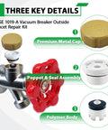 Three key components of the anti siphon vacuum breaker check valve replacement kit with decorative cover ASSE 1019 A.