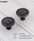 Oil Rubbed Bronze Flower Shaped Cabinet Knob Set 12 Pack For Cabinets And Drawers shown in zinc alloy with antique finish