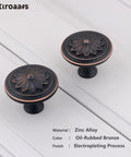 Oil Rubbed Bronze Round Cabinet Knobs 1.4 Inch Set Of 10 Rustic Floral Zinc Alloy Handles For Cabinets And Drawers Durable Easy Install Upgrade Your Kitchen Decor, 2 knobs on surface