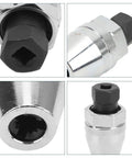 Close-up of Tough As Nails Stud Extractor And Bolt Remover For Quarter Inch To Half Inch Studs, heat treated alloy steel, chrome plated.