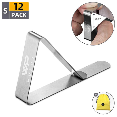 12 Pack Tablecloth Clips For Outdoor Tables, Stainless Steel Heavy Duty Table Cloth Holders That Keep Your Tablecloth In Place, With S And L Size Options For 1 To 2.5 Inch Tables, Park Ready For Picnics, Grills, And Events