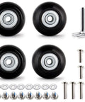 50mm Luggage Replacement Wheels Set Of 4 For Suitcases, Silent PU Swivel Caster Wheels With 30mm And 35mm Axles, Durable, Black