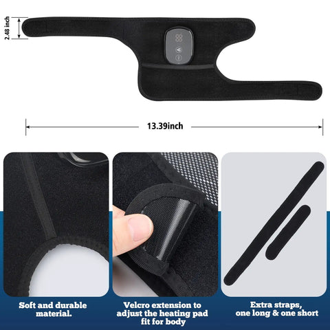 All In One Heated Massager With Heat And Vibration For Knees Shoulders Elbows And More with adjustable straps and Velcro extension