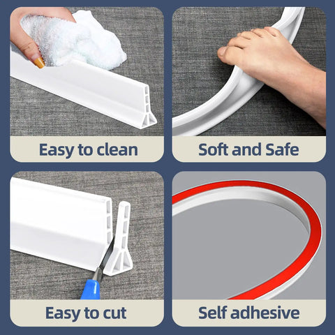 Upgraded 3 Inch Shower Threshold Water Dam With 67 Inch Collapsible Barrier For Rock Solid Seals And Zero Slip Ups On Wet Dry Bathroom Tile Or Vinyl Floors