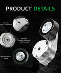 Heavy Duty Drive Belt Tensioner And Idler Pulley Kit For Chevrolet Trailblazer showing aluminum alloy housing and high-hardness pulley.