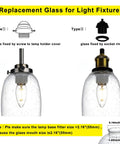 Four Pack Clear Seeded Glass Lamp Shade Replacements For Ceiling Fans Chandeliers Pendant Lights Vanity Lights And Kitchen Island Fixtures Fits Two And One Eighth Inch Fitter 4.76 Inch Diameter 5.47 Inch High showing installation types.