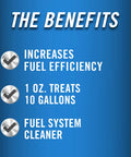 Marine Fuel System Treatment 32 Oz For Boats And Watercraft, Fuel System Cleaner and Injector Cleaner with benefits text on blue background