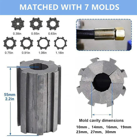 Built Tough Hydraulic Hose Crimper With Seven Heavy Duty Dies And Real Time Pressure Display Manual Pneumatic Crimping Tool detailed molds