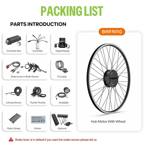 High Torque 48V 500W Front Hub Motor Ebike Conversion Kit with Battery parts introduction
