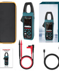 3-In-1 AC/DC Clamp Meter And Oscilloscope For Current And Voltage, Pro Grade with case, cables, and packaging