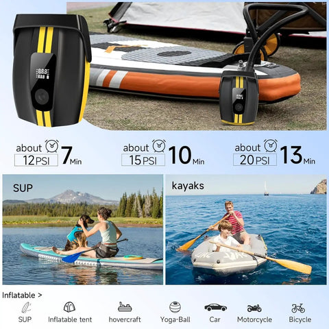 Electric Portable Grab And Go Paddle Board Pump With Auto Off 50 Psi Nine Modes SUP Pump For Stand Up Paddle Boards Cars Kayaks Motorcycles And Bicycles Non Rechargeable 500 L Per Minute Fast Fill