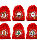 Six Pack Premium Holiday Gift Bags 20x30cm Bulk Set For Christmas Treats, Decorations, Sweets, And Party Supplies with festive designs