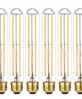 Dimmable E26 LED Bulb 6W Equal 60W, AC120V Warm White 2700K 600LM T10 Edison Style Light, set of 6 bulbs displayed vertically