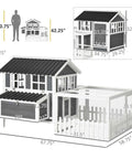 Dimensions of Spacious Outdoor Chicken Coop With Run For 1 To 2 Chickens, Weatherproof Hen House With Nesting Box And Removable Tray, Elevated Design, Built Tough Gray Wood