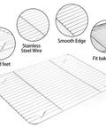 9 Piece Stainless Steel Baking Set With Cooling Racks And Silicone Mats showing stainless cooling rack with raised feet