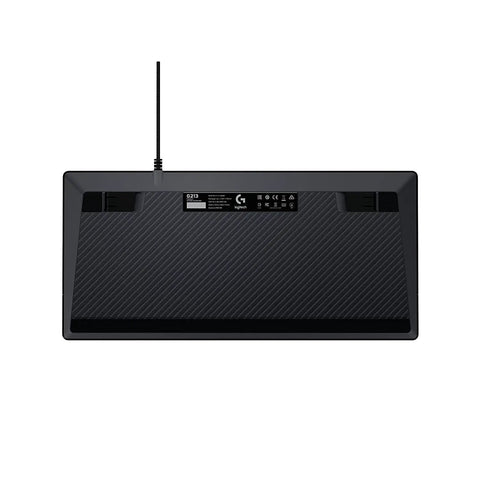 Full Size Pc Gaming Keyboard Delivering Sick Rgb Backlighting And Fully Programmable Macros For Casual To Pro Players Ready To Absolutely Crush Ranked Matches And Enjoy Lag Free Output On Any Standard Desk Setup back view showing black chassis and cable.