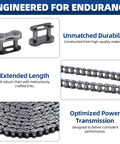 Roller Chain Kit 20 Feet Carbon Steel One Half Inch Pitch ANSI Standard Chain With Ten Free Connecting Links for durability