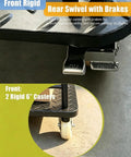Built Tough Heavy Duty Steel Platform Truck With 2700 Lb Capacity 48 By 24 Inch Industrial Flatbed Cart Alloy Steel Frame Collapsible Handle 360 Degree Swivel Casters Made For Workshop Backyard And Heavy Cargo Logistics front rigid and rear swivel brakes
