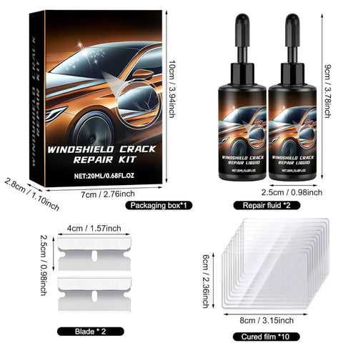 Two Pack Windshield Crack Repair Kit With Advanced Glass Repair Liquid Glue For Chips And Cracks, Quick Fix For Windshields, Windows And Mirrors, Works On All Crack Types, Easy To Use And Saves Time And Replacement Costs
