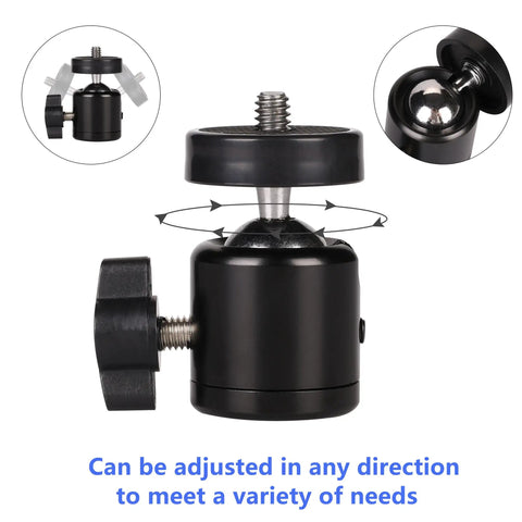 Hot Shoe Mount Adapter With 360 Degree Swivel Mini Ball Head And 1/4 Inch Screw Fits DSLR Cams Monitors GoPro Camcorders Tripods