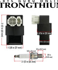 Front and side view of 6 Pin AC CDI Box for GY6 Scooters from 49cc to 250cc Taotao Bikes, plug and play replacement, reliable CDI unit.