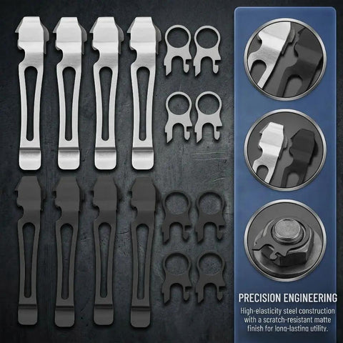 One Pack Pocket Clip And Lanyard Ring Set For Surge Wave Plus Charge AL ALX Ti TTi XTi Multi Tool, steel clips and rings
