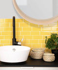 DIY Friendly Peel and Stick Backsplash Tiles, Four Sheet Pack, 11.56 in by 8.38 in Each, Covers 2.21 Sq Ft above a bathroom sink