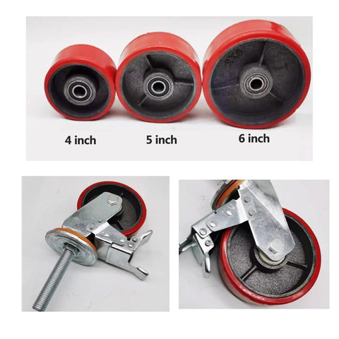 Bombproof Cast Iron Caster Wheels 4 Pack With M16 Thread Stem And Dependable Brake Engineered For Rock Solid Shop Trolleys Heavy Duty Workbenches And Serious Hauling Gigs